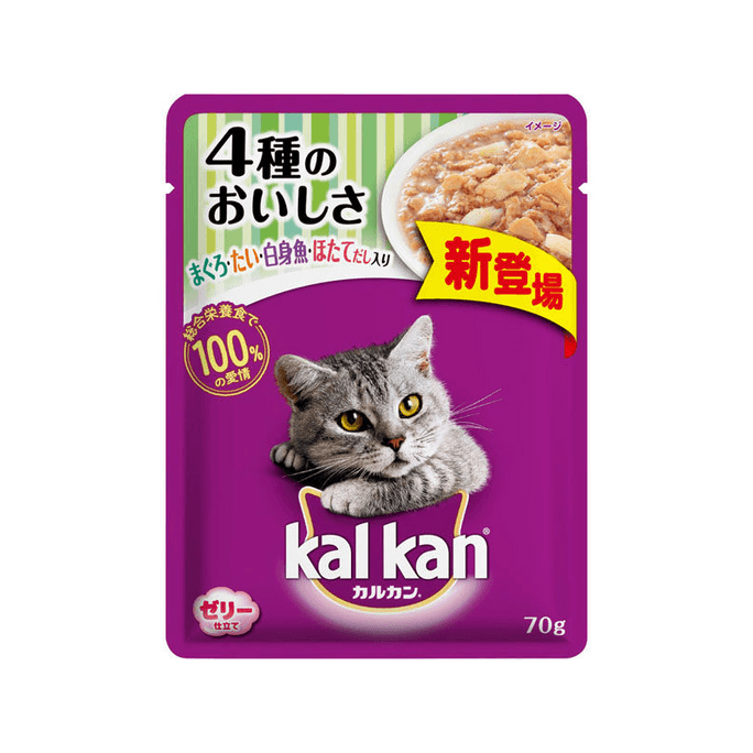 KAL KAN 4-Variety Cat Food Jelly (Tuna Sea Bream Whitefish Scallop Broth)
