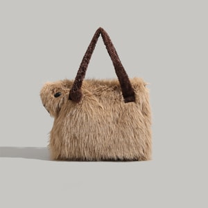 【中国直送】HSPM 冬新作 トレンド かわいい ペット シンプル 大容量 ふわふわ 多機能 通勤 ハンドバッグ カピバラ M