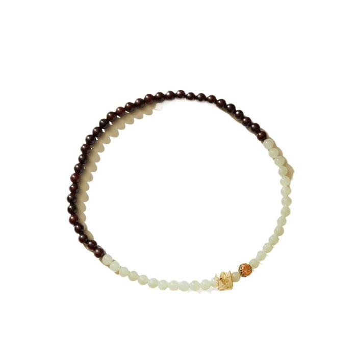 [중국 직배송] 그랜드캐널 자단박물관 - 기쁨과 영원함을 담은 오리지널 소엽자단 및 허톈 옥 중국풍 여성용 팔찌 *1개