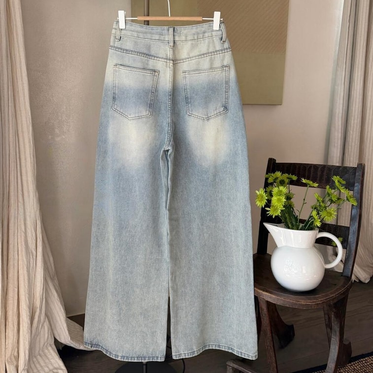 [캐나다 직배송] 시나리오 펄 스트라이프 와이드 레그 진, 라이트 블루, 사이즈 S-M (라이트 블루 S) 5