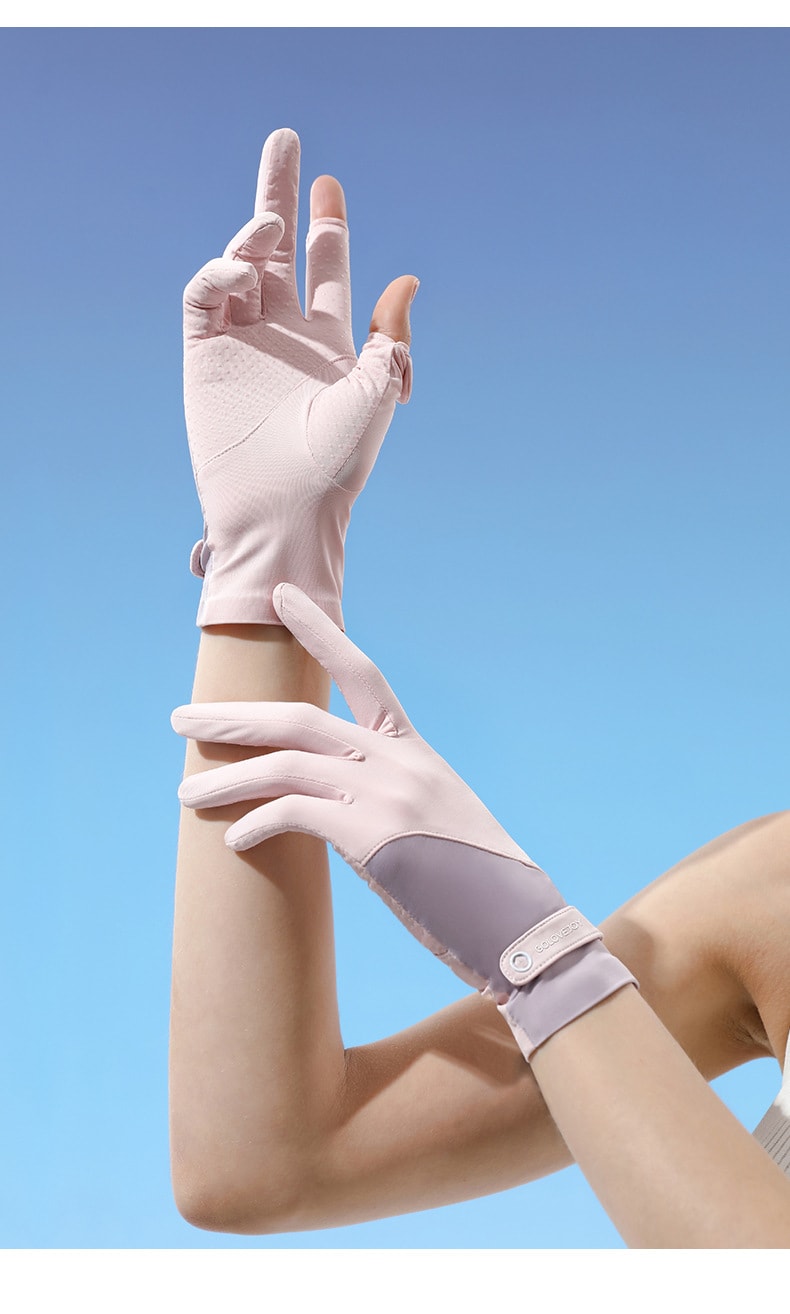 【中国直邮】 GoloveJoy 冰丝防晒手套 冰川蓝/双 透气薄款 冰感防滑露指手套