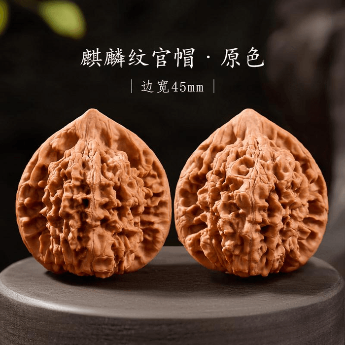 ☆極上☆伝統的な文玩核桃（麒麟）の逸品、麒麟の官帽の手球ペア 50mm 中国直邮】 故宫文创庆祥泰文玩核桃盘玩精品手盘物件麒麟纹官帽原色