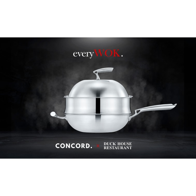 CONCORD x Duck House Premium 3 Ply Stainless Steel Non-Stick Chinese Wok with Steamer (32CM) 4