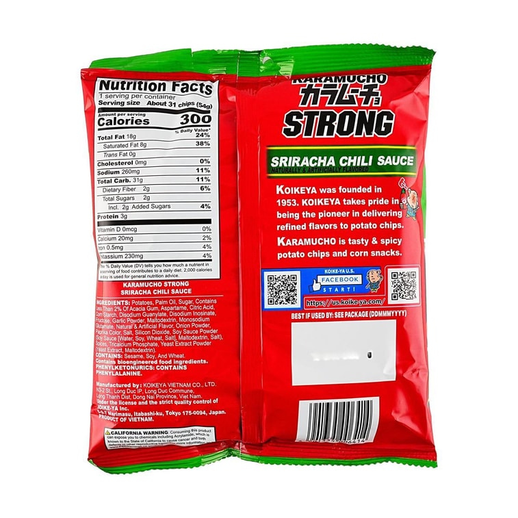 Karamucho Strong Potato Chips Sriracha Chili Flavor, 1.9 oz 3