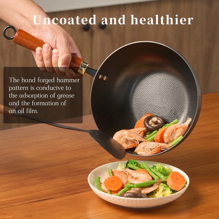 22CM Hammered Iron Milk Pot + 13cm Oil Splashing Pan – Compact Cooking Set with Mini Spatula 8