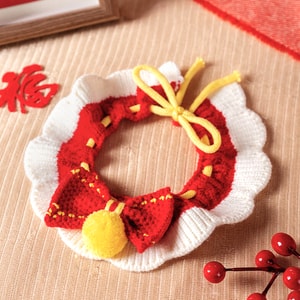 Hand-knitted Cat Bib Cat Accessories Pet Apparel Collar Bow New Year Gift
