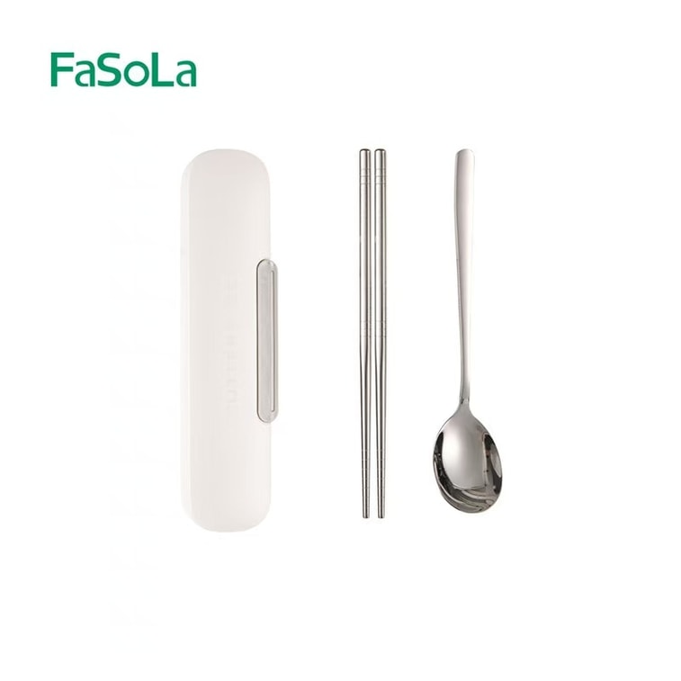 FaSoLa 不锈钢餐具套装 含筷子 勺子 户外装备 304不锈钢勺【在外用餐 也不将就】卡槽固定 不晃动 精致生活 容易清洁 4