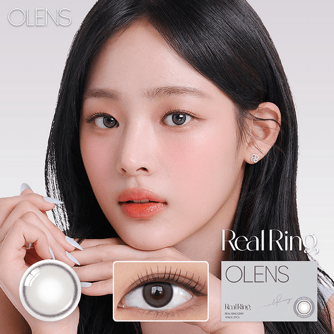 [중국 직송] 한국 O-LENS Realring [옥시젠 그레이] 그레이 1개월 일회용 소구경 천연 컬러 콘택트렌즈 (2개입)