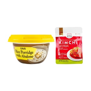 OTTOGI Abalone Porridge & JONGGA Kimchi: Korean Instant Delights, Quick Meal Combo Value Pack