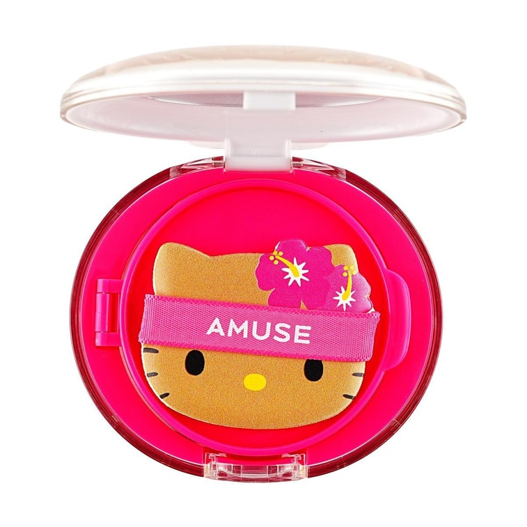 【油皮必备】韩国AMUSE 陶瓷哑光气垫粉底小白盒 纯素 水润保湿遮瑕 24h持久持妆 养肤0刺激  SPF40 / PA++ #0.5 FAIR 17号 冷调瓷白【黑皮Hello Kitty联名限定版】  8