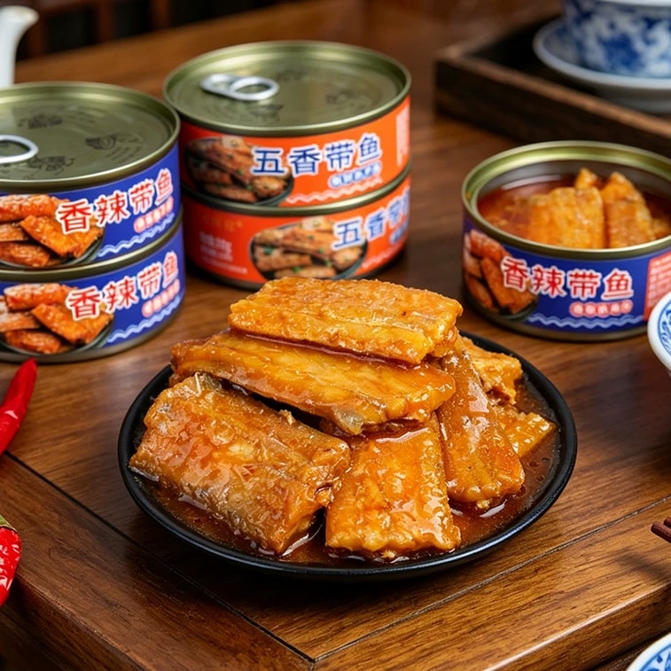 Five-Spice Ribbonfish Canned 100g【Crispy Bones Tender·Pure Meat·Ready To Eat】Cooked Seafood Meal, Instant Fish Snack For Work, Night Snack, Picnic【Work·Night Snack·Picnic】 Savory Portable Canned Food 3