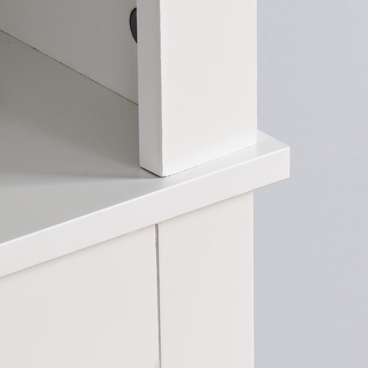 Over-The-Toilet Storage 23.62*7.72*67.32in【Door Cabinet·Adjustable Shelf·Open Display】White Wooden Bathroom Space Saver, Laundry Organizer【Small Bathrooms·Renters】Anti-Tip Hook Easy-Numbered Assembly 5
