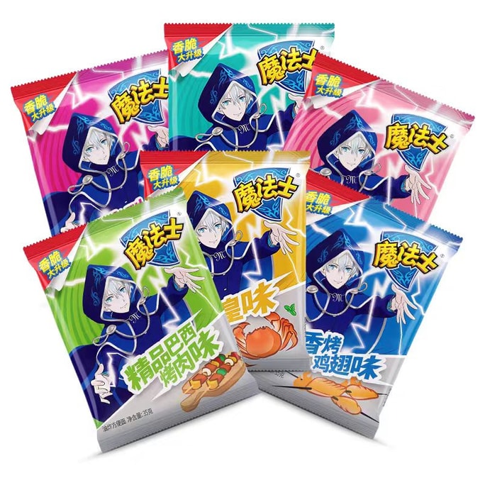 【中国直邮】 魔法士 干脆面整箱装干吃面大包装35g怀旧晚上解饿解馋小零食小吃休闲食品  多种混合味35g*6袋