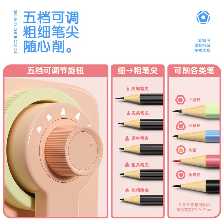 得力 手摇式削笔刀 5档可调 蓝色 1个 转笔刀 小学生铅笔刀 3