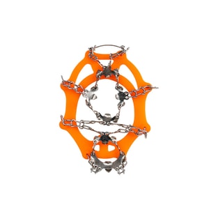 【中国直邮】 HSPM 新款冬季雪山冰川雪地通勤必备防滑冰爪19齿不锈钢鞋钉链户外露营徒步攀岩登山鞋套防摔冰抓 橘色M(36-40码)含收纳袋