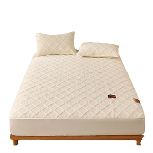 [중국 직배송] HSPM 첸진텅 허브 누빔 모자용 두꺼운 풀커버리지 매트리스 커버, 100cm x 200cm, 적정 신장 27cm, 미색, 1개