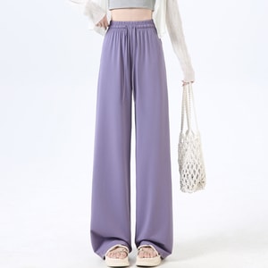 Thin Ice Silk Drooping Wide-Leg Pants, Casual Sport Slim Fit Sun Protection Pants Purple Sun Protection Pants - Size S