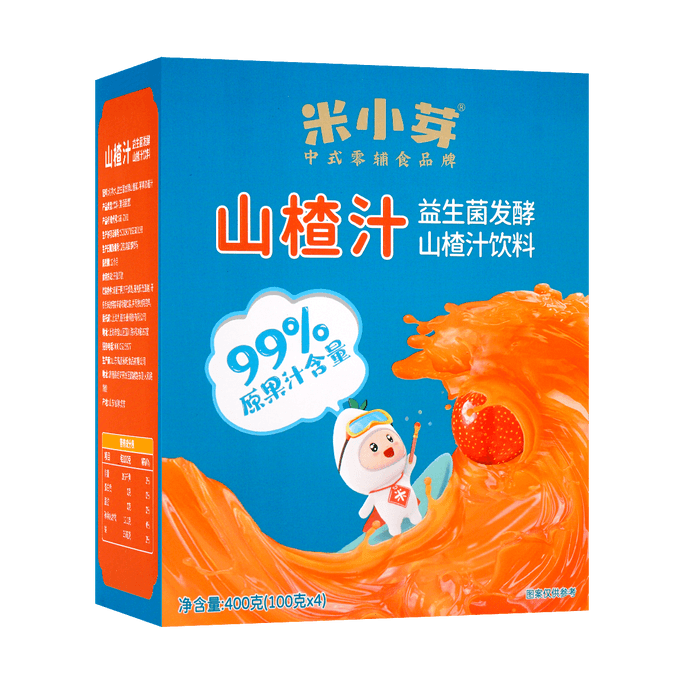 米小芽 儿童益生菌山楂汁 NFC果汁 新鲜0添加水果汁 400g