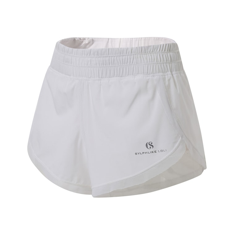暴走的萝莉 透气防走光运动短裤女夏季 速干宽松跑步健身热裤/象牙白#/L 9