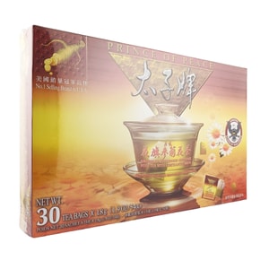 プリンスブランドのアメリカンジンセン菊茶（30袋入り） - 100%天然、カフェインフリー、栄養豊富、鎮静効果、活力を与える、香り高いハーブティー - 毎日の健康に欠かせないアイテムです。