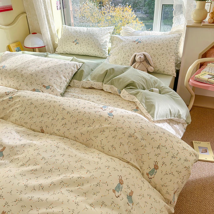 Lullabuy 彼得兔碎花纯棉四件套床上用品可爱床品床单被套居家
