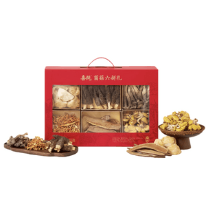Assorted 6‑Variety Mushroom Gift Box, Dried Mountain Delicacies, Morel, Ganoderma, Cordyceps Militaris, Nourishing Soup Packs, Gift‑giving, 210g