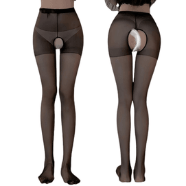 No-drop pantyhose see-through half-body socks black
