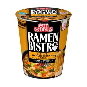 Cup Noodles Ramen Bistro, Sichuan Garlic Chicken Flavor, 3.1 oz【Chili-Infused Noodles, Gourmet Soup】