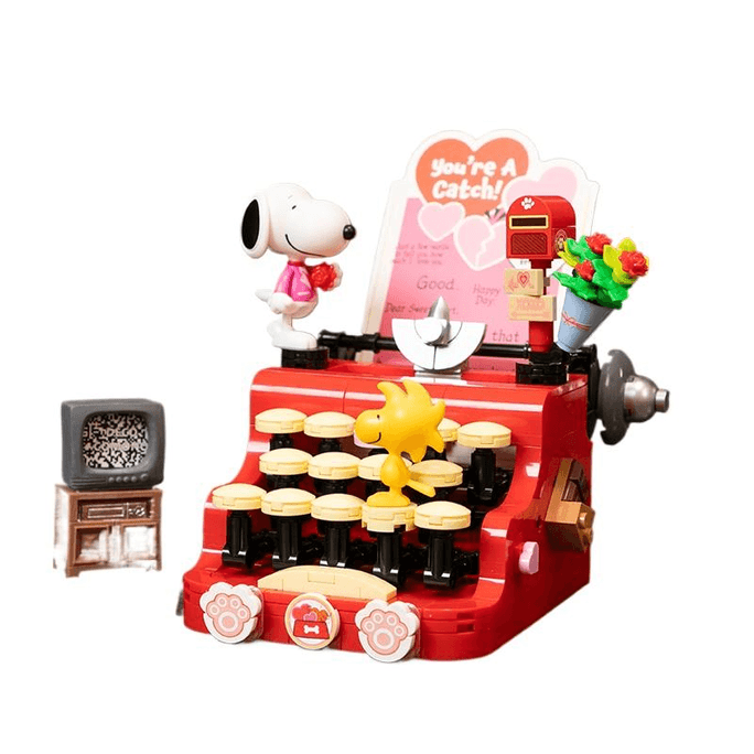 【中國直郵】 拼奇積木 史努比浪漫打字機 18*16*15.4cm*1個