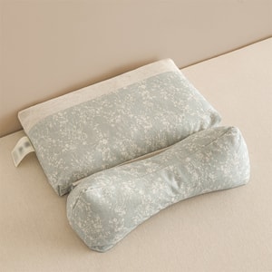 Triangular Traction Buckwheat Neck Pillow, Cotton And Linen Removable And Washable, Relieves Cervical Discomfort And Improves Sleep Pinellia Light Blue Combination Style 1 Set