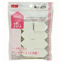 【出貨新款】【日本直郵】DAISO大創 新包裝 乾濕兩用屋形粉撲化妝海綿蛋不吸粉10枚入