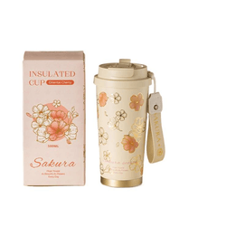 【中国直邮】 摩登主妇 纯钛保温杯女高颜值水杯吸管杯粉金樱花500ml*1盒