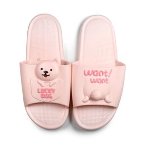 GINKGOHOME かわいいクマの屋内用プラスチックパッド入り滑り止めスリッパ ピンク (38-39 US 7-8)