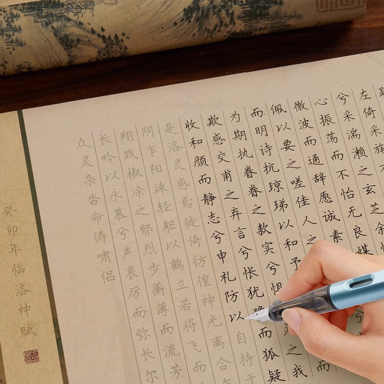 Six Halls Long Scroll Calligraphy Practice Set 5 Sheets [Includes Pen, Adult Regular Script Copying, Hard Pen Practice Scroll Calligraphy, Smooth Writing, Suitable for Personal Use or as a Gift] 4