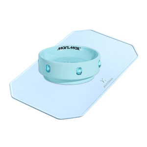 Mars Electric Ceramic Pet Bowl Large Diameter Small And Medium Sized Dog And Cat Neck Food Bowl 15cm Sky Blue+Meal Mat