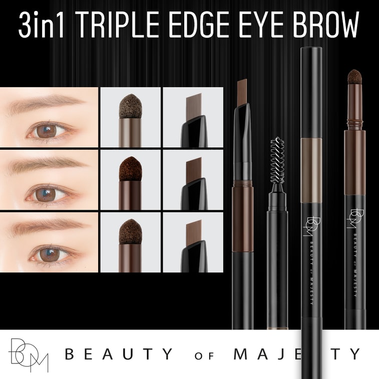 한국 BOM 원더풀 3-in-1 아이브로우 펜슬 #02 다크 브라운 방수 아이브로우 파우더 아이브로우 펜슬 아이브로우 브러쉬 천연 방수 0.2g 아이브로우 펜슬/0.4g 아이브로우 파우더 4