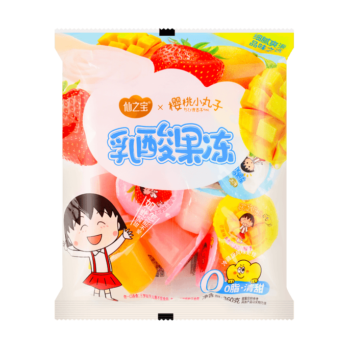 【动漫好物】仙之宝×樱桃小丸子 乳酸果冻 混合口味 牛奶+芒果+草莓 360g【限定联名】