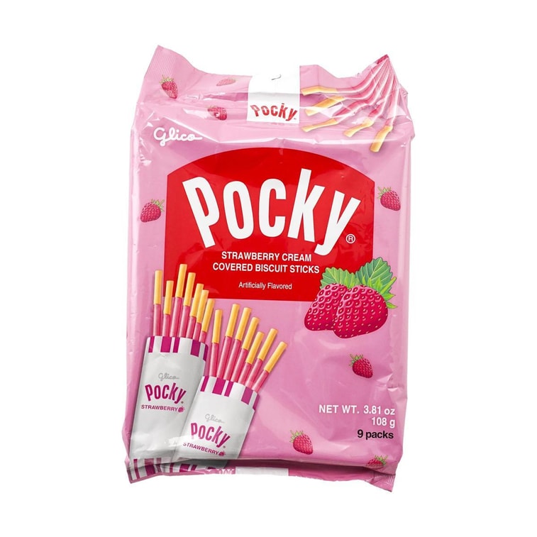GLICO格力高 POCKY百奇 草莓涂层饼干棒 家庭装 9包入 108g 4