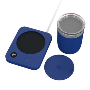 【中国直邮】 HSPM 加热杯垫 110V美规 加热杯垫4挡调温 恒温办公家用发热杯垫  美规加热杯垫+铝杯套装 蓝色 1个装