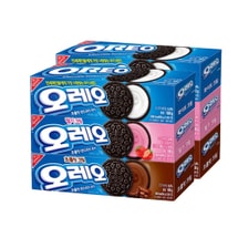 [6 Packs] Oreo Cream Sandwich Cookies Variety Flavors, Strawberry Pack of 2, Chocolate Pack of 2 +Milk Pack of 2, 3.53oz/Pack