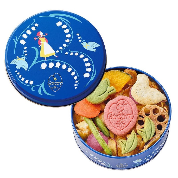 【日本直邮】日本 TOKYO KARINTO Agemochi Cocoro 米饼 铁盒 蔬菜风味