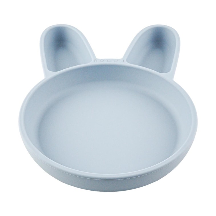 아기 실리콘 접시 먹이기 접시, 토끼 바닐라 블루 12.0인치 x 7.9인치 x 1.3인치 3