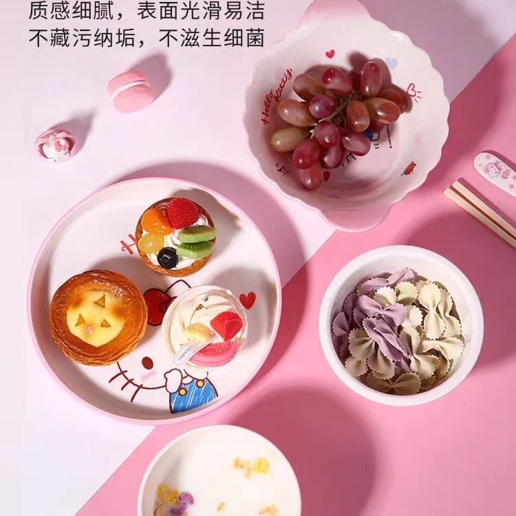 Wune ハローキティ 400ml メラミンディナーボウル（2色） - Yami