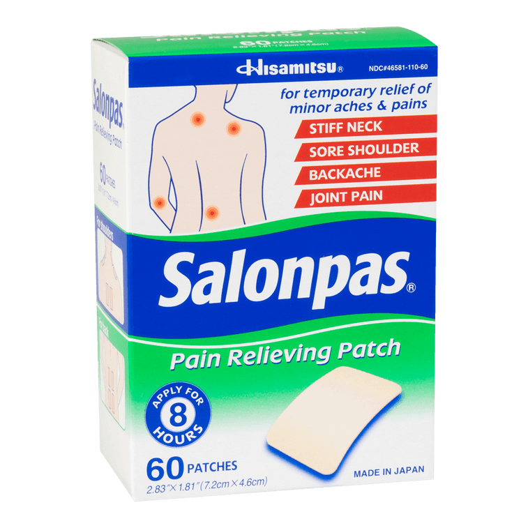 Salonpas 통증 완화 패치 - 허리, 목, 어깨, 무릎 통증 및 근육통 완화 - 8시간 지속 효과 - 60개입 10