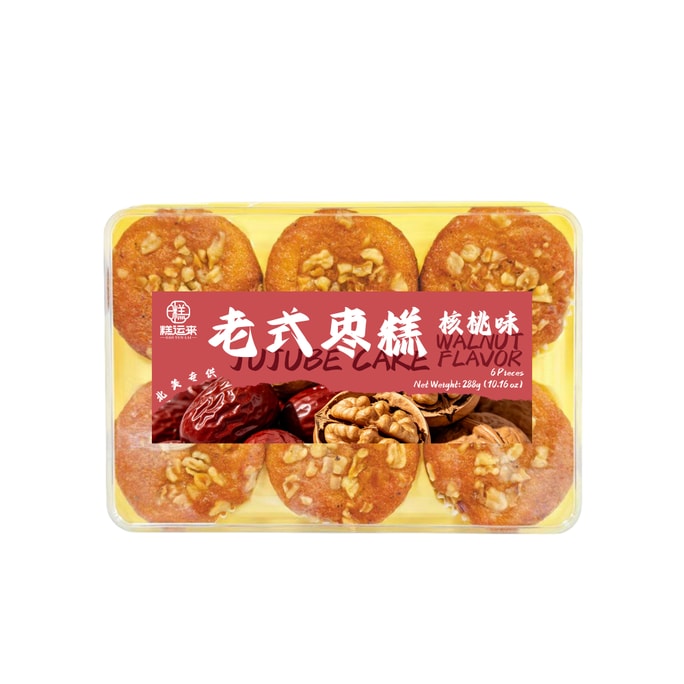 【全美独家】糕运来 经典核桃味枣糕老式蛋糕中式点心早餐面包蛋糕  6枚 288克 【枣香浓郁 香甜软糯】
