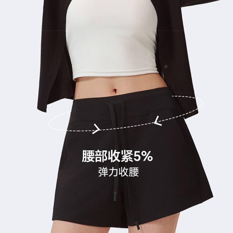 Casual Sports Shorts Eggshell White L 1 piece Air Layer Drawstring Three-point Straight Loose Yoga Shorts Cloud-like Feel For Home Outdoor Use 3