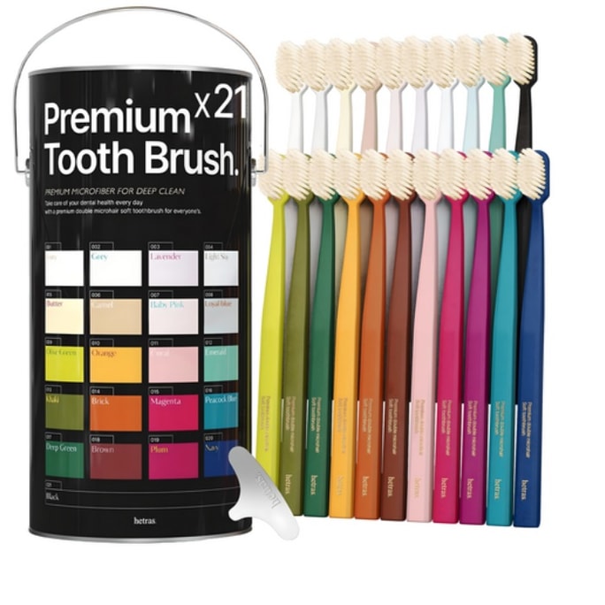 Pastel Premium Scaling Toothbrush Ultra-Fine Dual Elastic Bristles, 21pcs