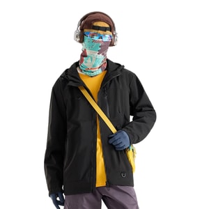 Spring Autumn Windproof Waterproof Hiking Mountaineering Clothing Outdoor Sports Hooded Jacket Coat Soft Shell Jacket For Men And Women Black M 1 Piece