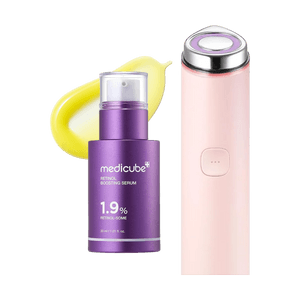 Retinol NMN Boosting Serum Improve Skin Texture, Firmness 1.01 fl oz×1 + AGE-R BOOSTER PRO MINI PLUS PINK 【Purple Mode Set-Bouncy Radiance Boost 】