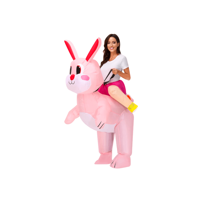 万圣节可爱兔子充气服 派对搞怪骑行充气服 粉兔子 成人 150-190cm